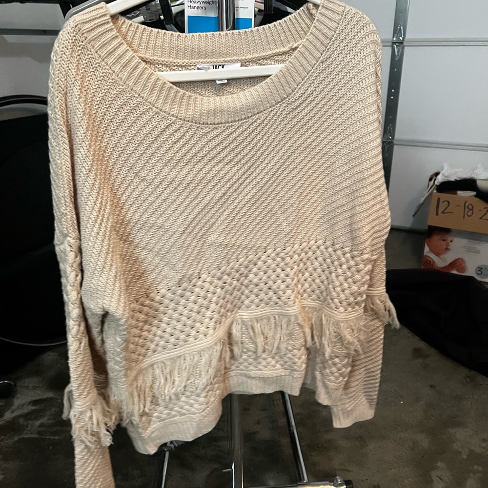BB Dakota Cream Crew Neck Sweater with Textured Knit